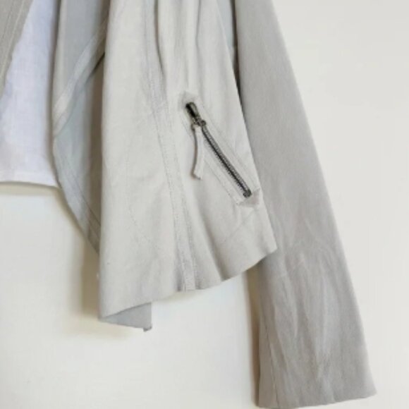 illia Leather and Linen Jacket Ivory Size Small - Picture 3 of 6